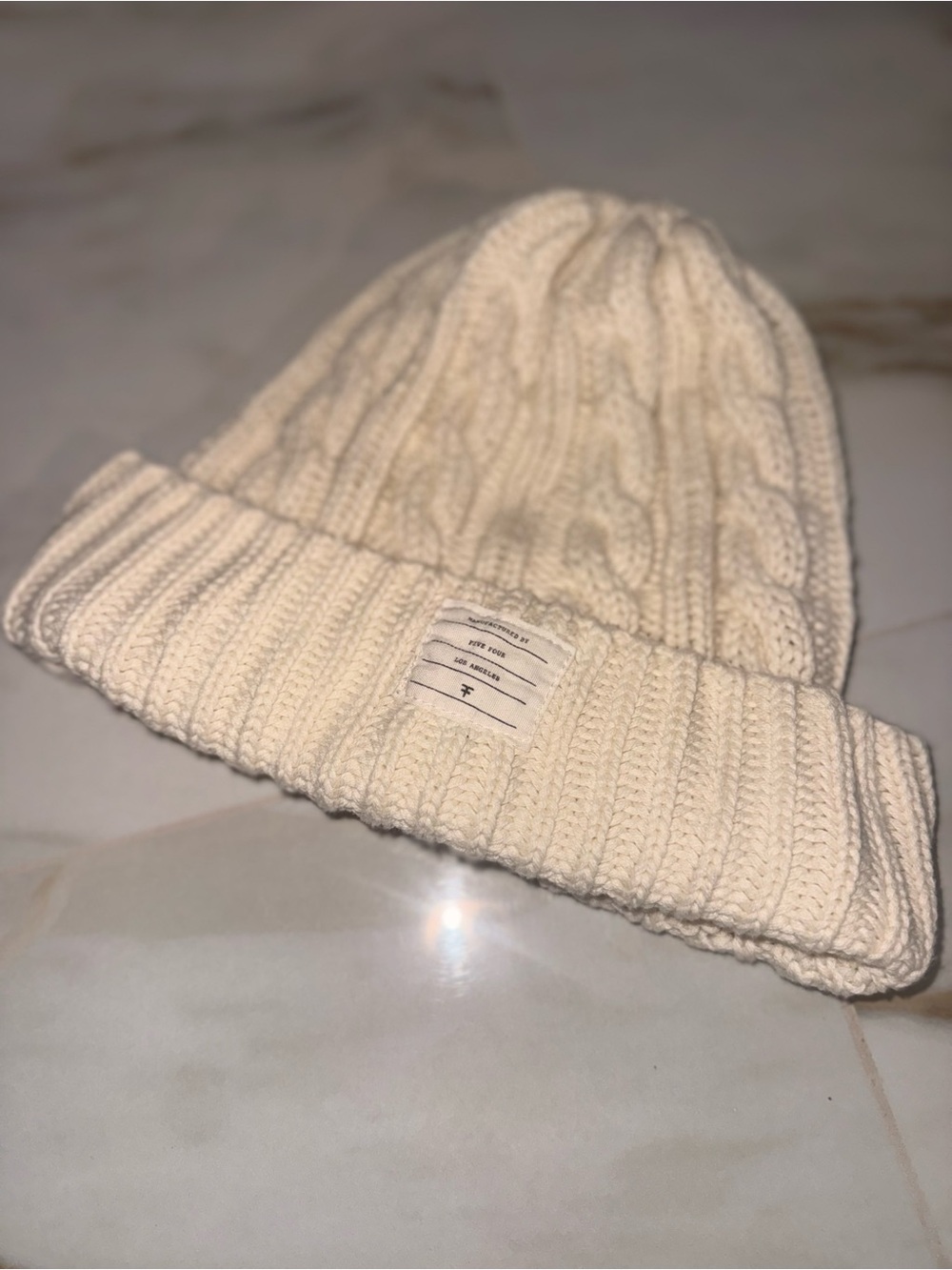 Fall Five Four Cream Cable Knit Beanie